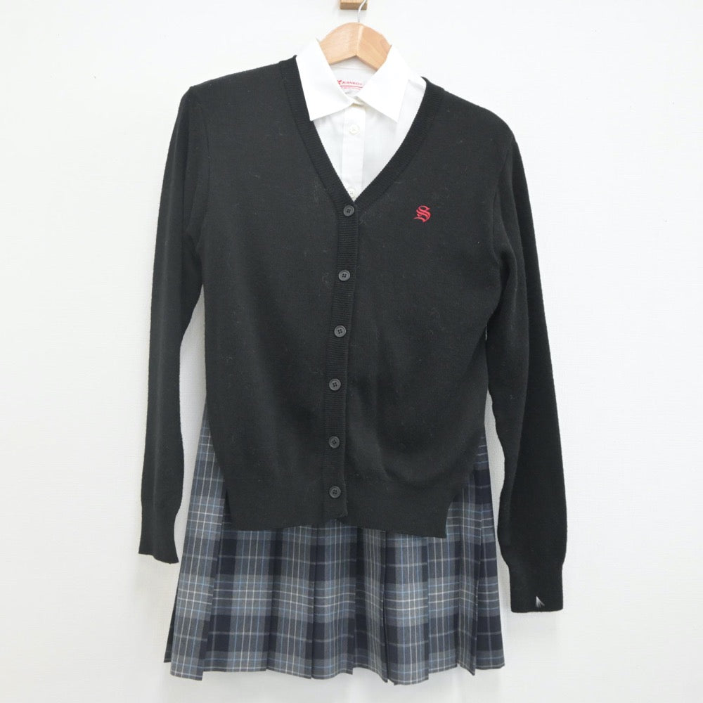 【中古】大阪府 昇用高等学校 女子制服 3点（ニット・シャツ・スカート）sf023062