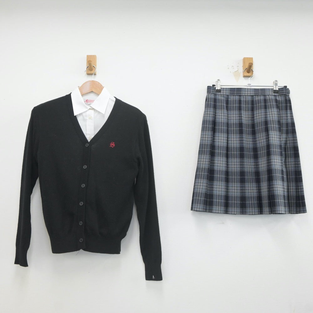 【中古】大阪府 昇用高等学校 女子制服 3点（ニット・シャツ・スカート）sf023062