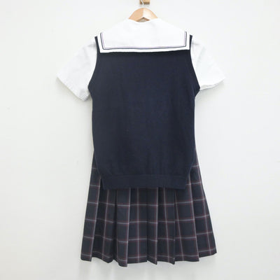 【中古】広島県 清水ヶ丘高等学校 女子制服 3点（ニットベスト・セーラー服・スカート）sf023064