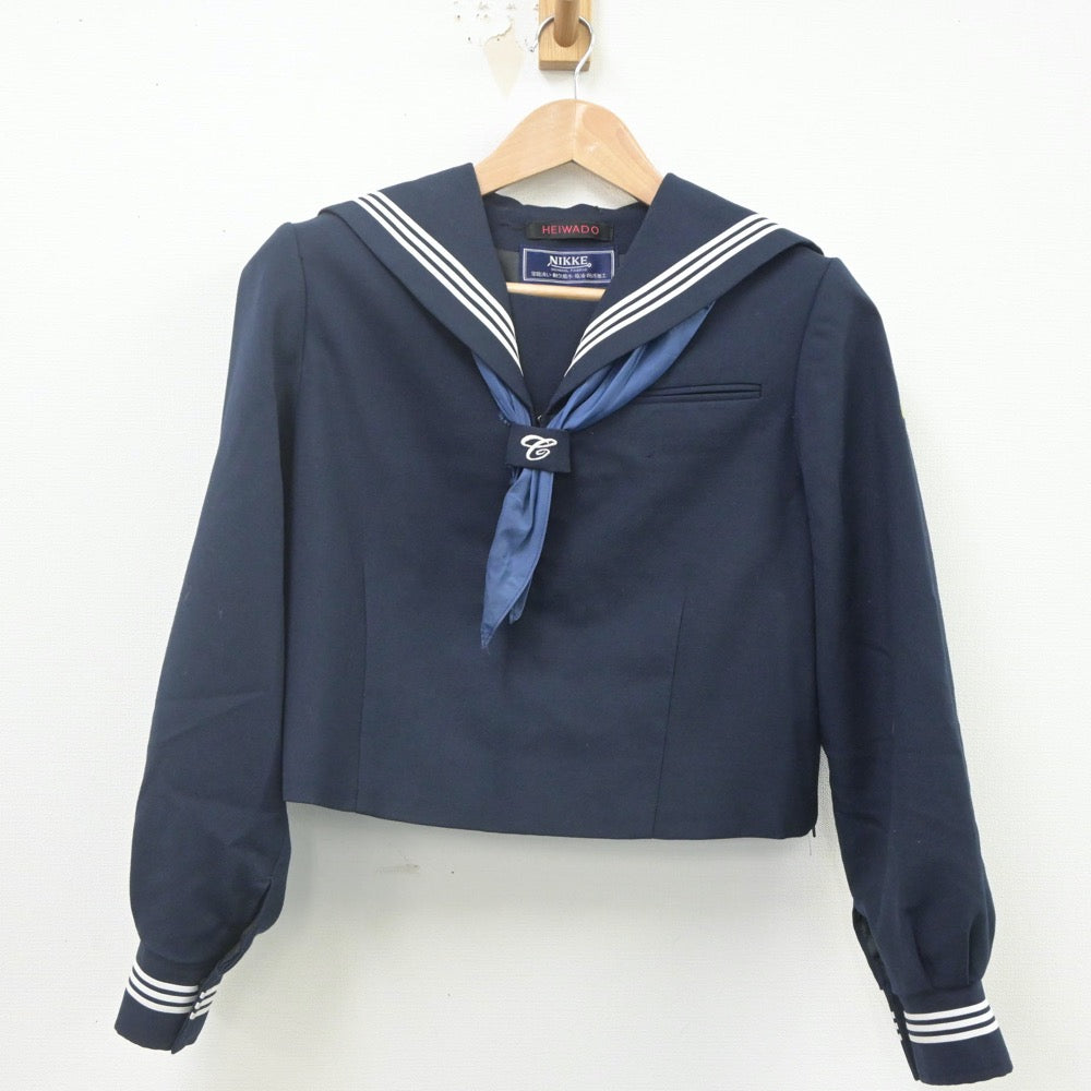 【中古】埼玉県 越谷中央中学校 女子制服 3点（セーラー服・ジャンパースカート）sf023070