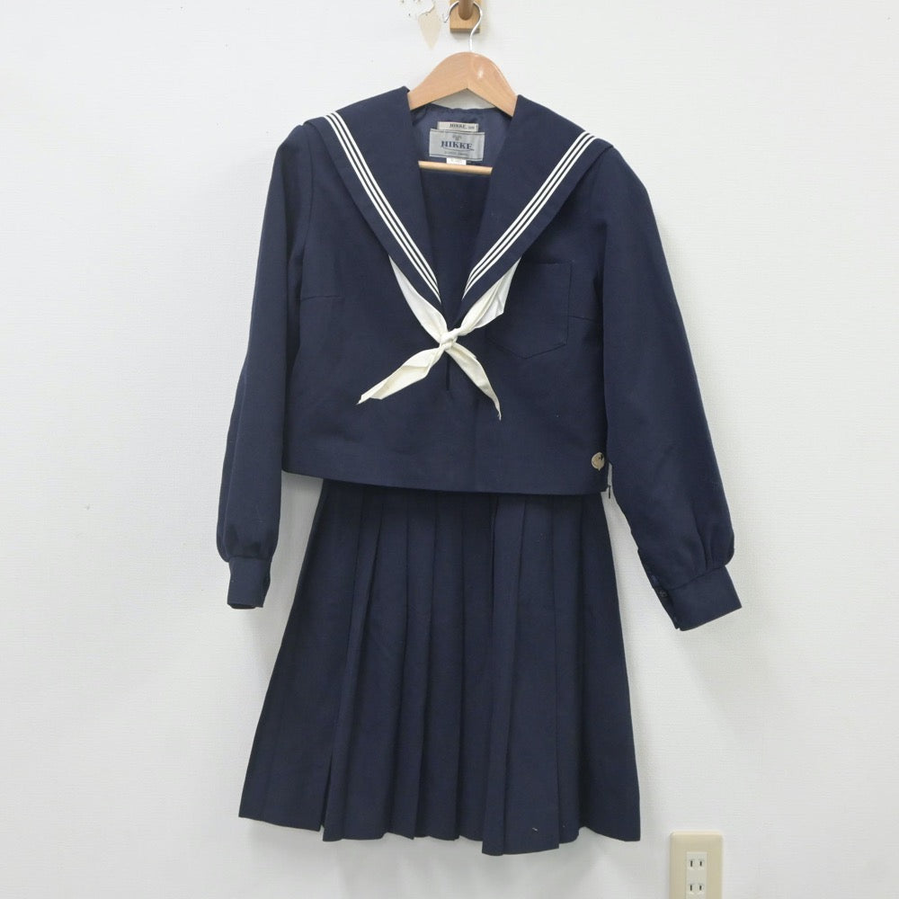 【中古】三重県 川越町立川越中学校 女子制服 3点（セーラー服・スカート）sf023089