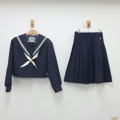 【中古】三重県 川越町立川越中学校 女子制服 3点（セーラー服・スカート）sf023089