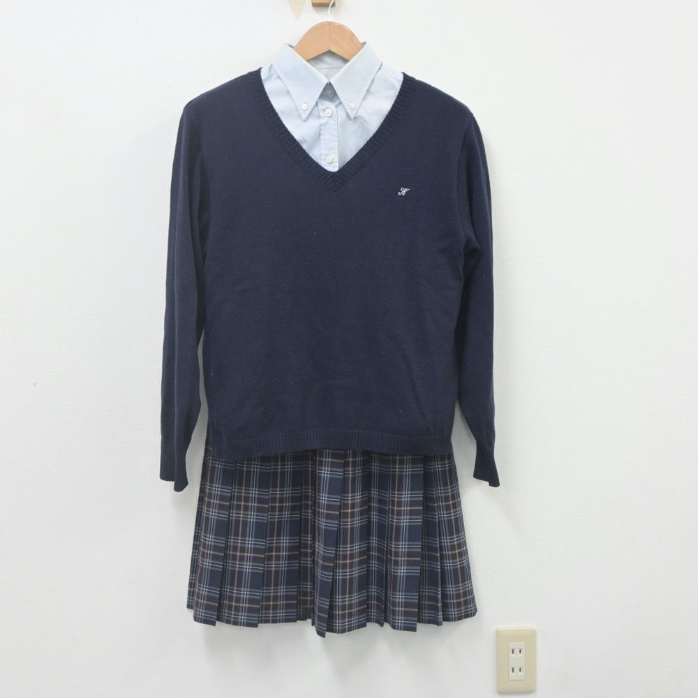 【中古】宮城県 石巻北高等学校 女子制服 4点（ブレザー・ニット・シャツ・スカート）sf023097