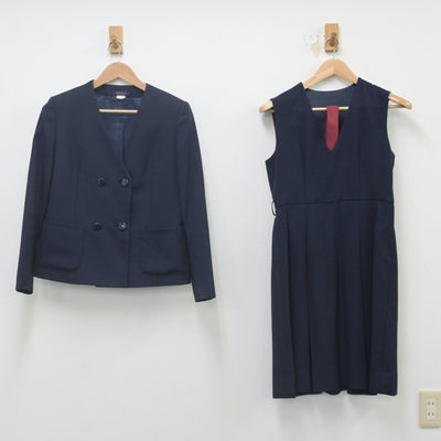 【中古】熊本県 熊本高等学校 女子制服 3点（ブレザー・ジャンパースカート）sf023104