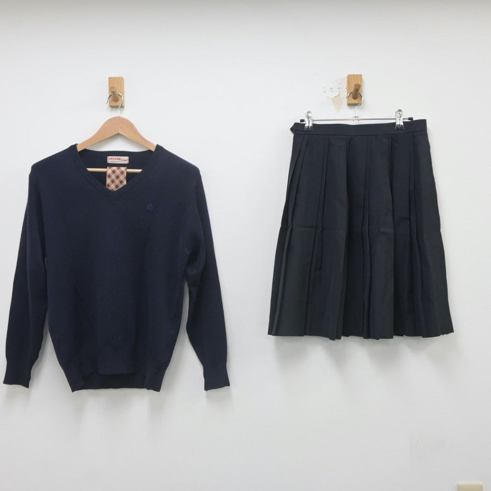 【中古】岐阜県 美濃加茂高等学校 女子制服 3点（ニット・スカート）sf023121