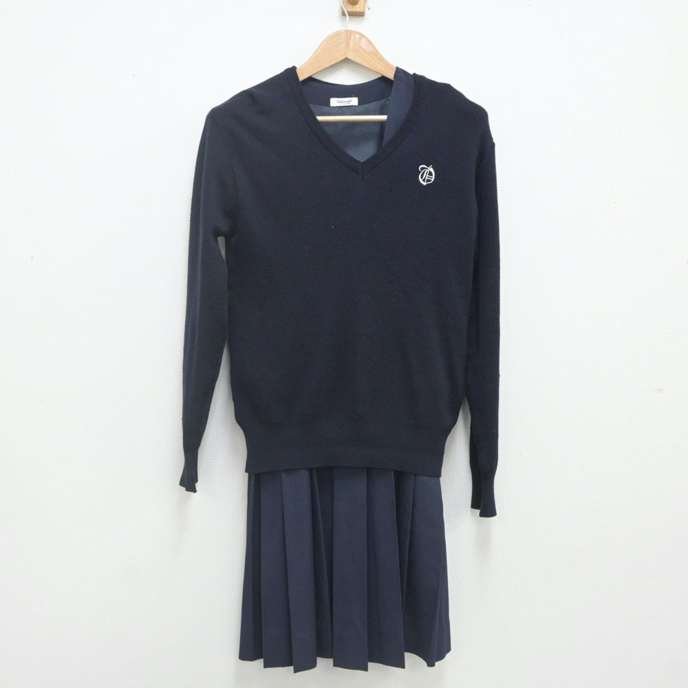 【中古】熊本県 帯山中学校 女子制服 3点（ニット・ジャンパースカート）sf023147