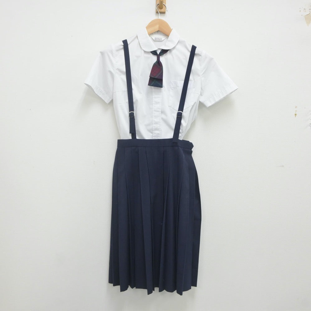 【中古】熊本県 帯山中学校 女子制服 3点（シャツ・スカート）sf023148