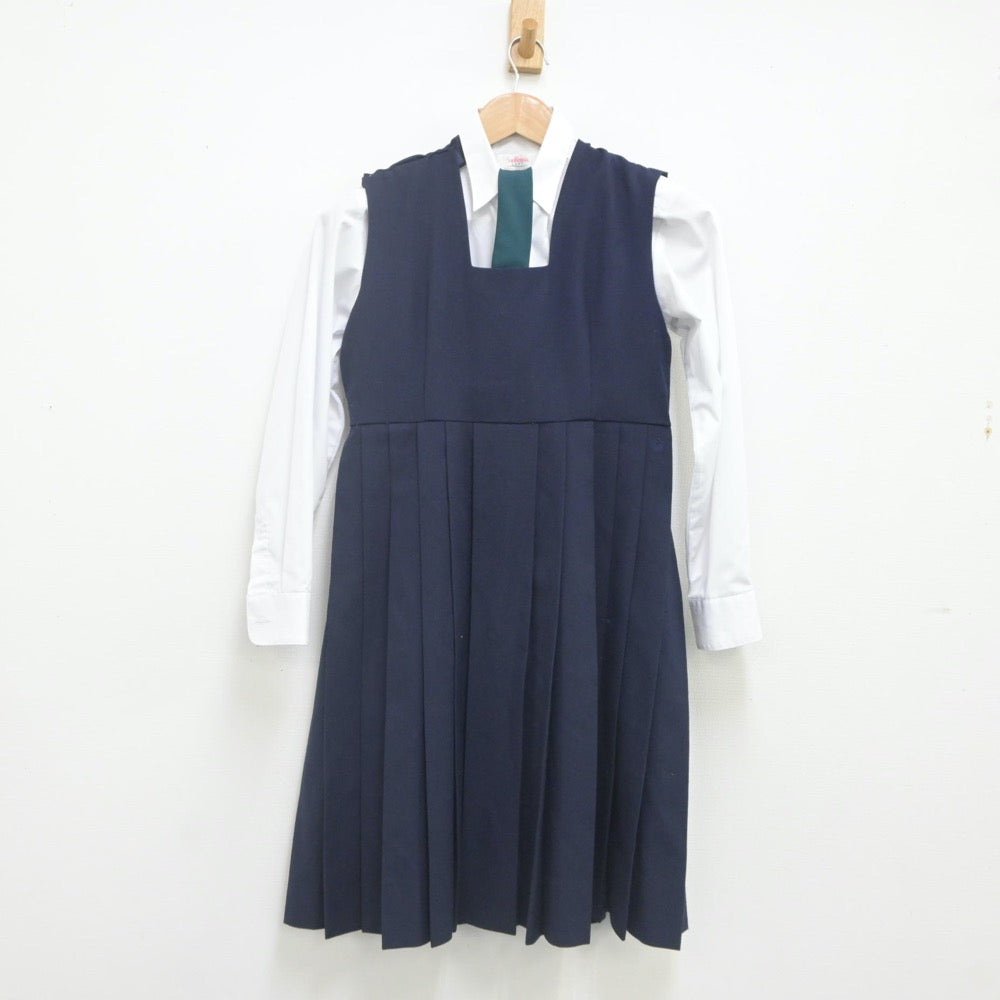 【中古】熊本県 済々黌高等学校 女子制服 3点（シャツ・ジャンパースカート）sf023157