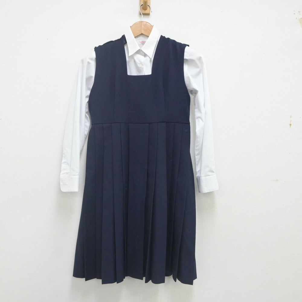 【中古】熊本県 済々黌高等学校 女子制服 3点（シャツ・ジャンパースカート）sf023157