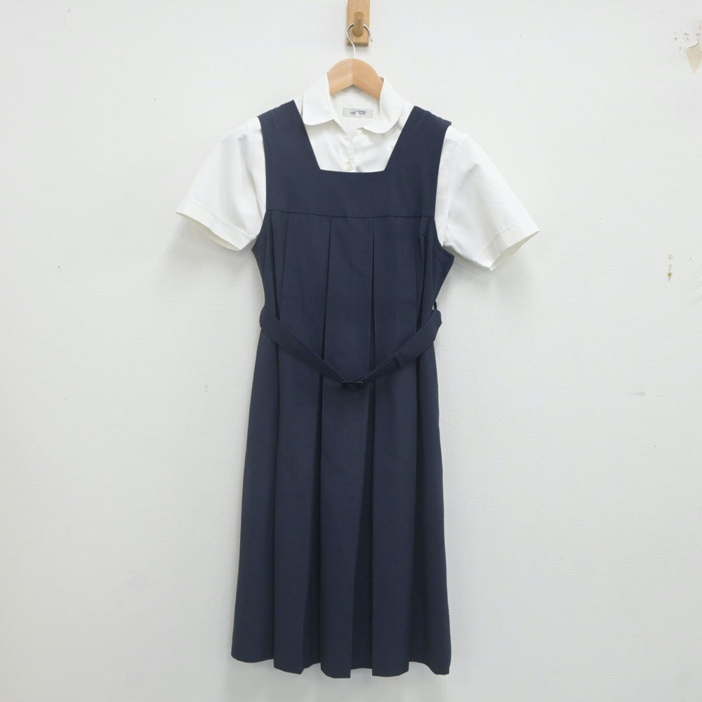 【中古】福岡県 福岡雙葉高等学校 女子制服 2点（シャツ・ジャンパースカート）sf023170