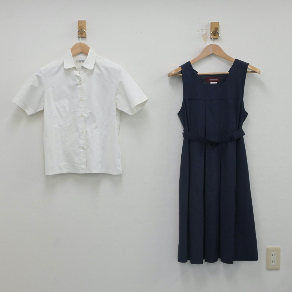 【中古】福岡県 福岡雙葉高等学校 女子制服 2点（シャツ・ジャンパースカート）sf023170