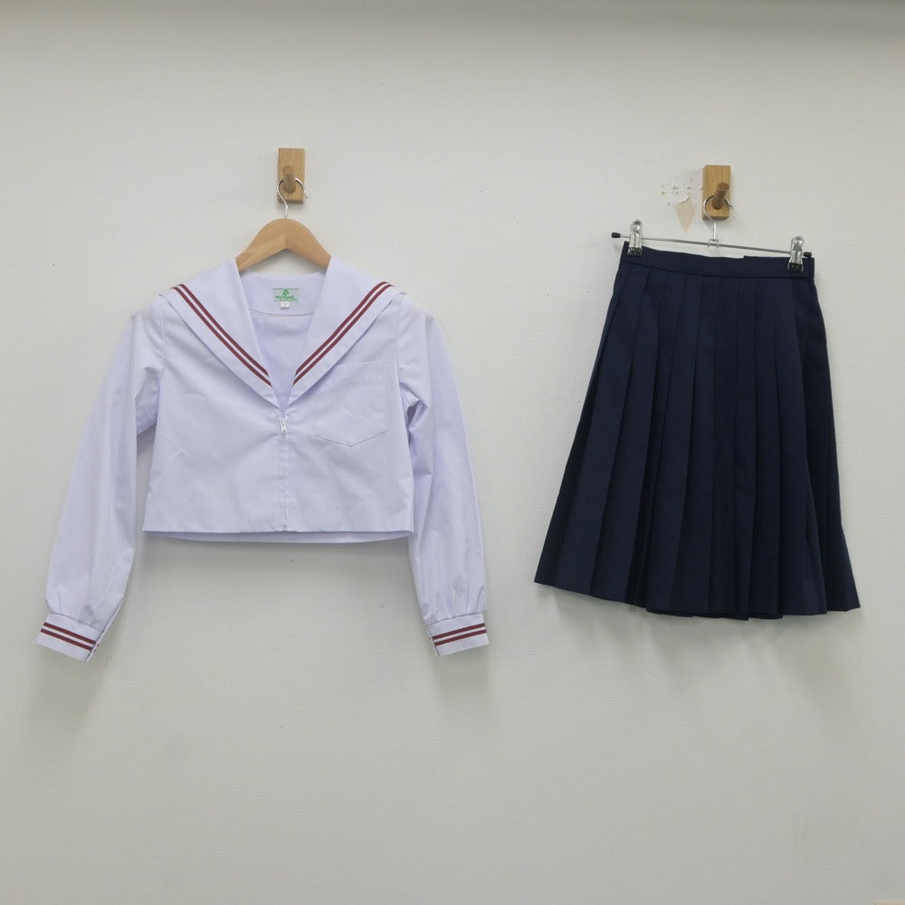 【中古】岐阜県 岐阜西中学校 女子制服 3点（セーラー服・スカート）sf023185