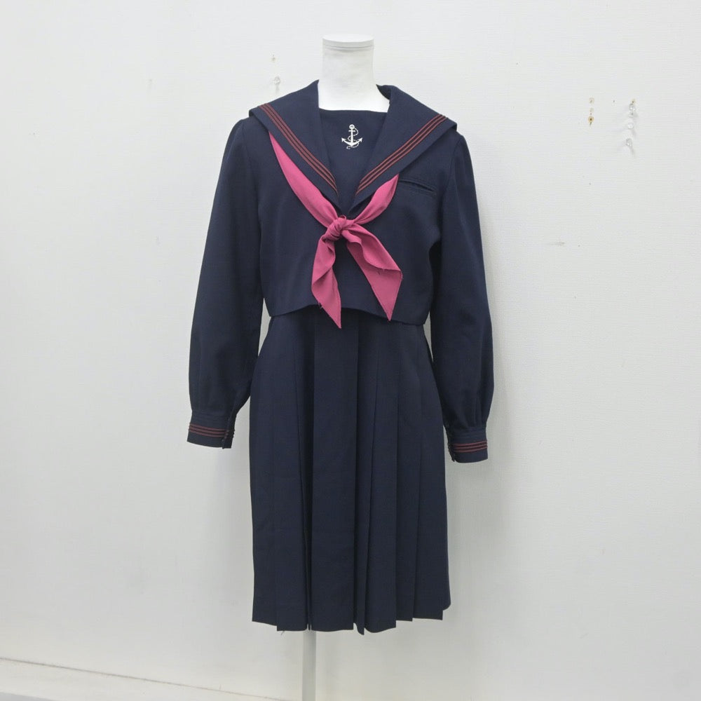 【中古】福岡県 福岡女学院高等学校 女子制服 3点（セーラー服・ジャンパースカート）sf023242