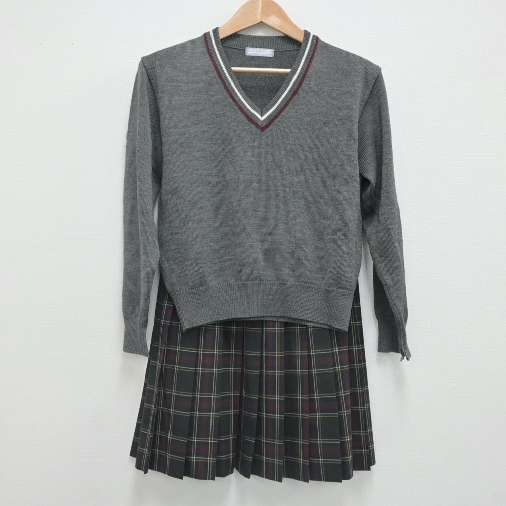 【中古】兵庫県 多聞東中学校 女子制服 3点（ニット・スカート）sf023266