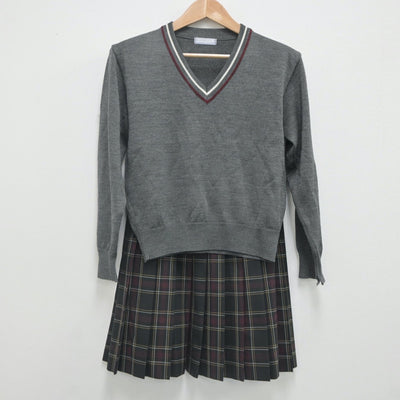 【中古】兵庫県 多聞東中学校 女子制服 3点（ニット・スカート）sf023266