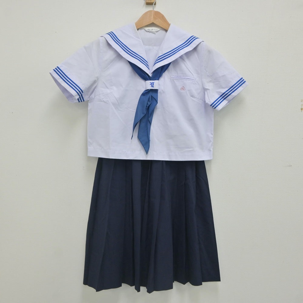 【中古】東京都 足立谷中中学校 女子制服 3点（セーラー服・スカート）sf023276