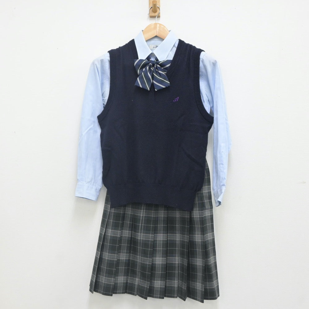 【中古】北海道 札幌旭丘高等学校 女子制服 5点（ブレザー・シャツ・ニットベスト・スカート）sf023307