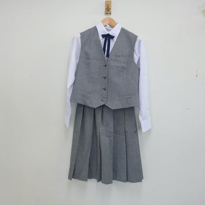 【中古】鹿児島県 鹿児島県立加世田高等学校 女子制服 5点（ブレザー・シャツ・ベスト・スカート）sf023345