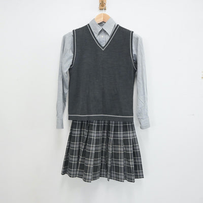 【中古】兵庫県 神戸龍谷高等学校 女子制服 3点（シャツ・ニットベスト・スカート）sf023351