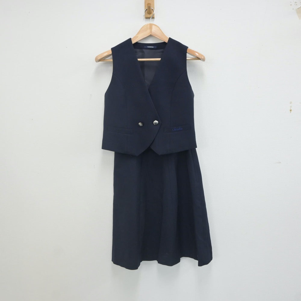 【中古】岡山県 岡山学芸館高等学校 女子制服 3点（ベスト・スカート）sf023356