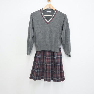 【中古】兵庫県 兵庫県立神戸商業高校 女子制服 2点（ニット・スカート）sf023360