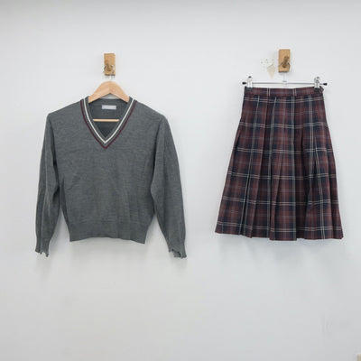 【中古】兵庫県 兵庫県立神戸商業高校 女子制服 2点（ニット・スカート）sf023360