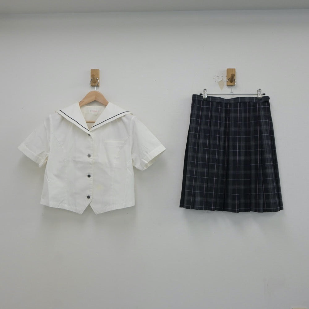 【中古】愛知県 菊華高等学校 女子制服 3点（セーラー服・スカート）sf023372