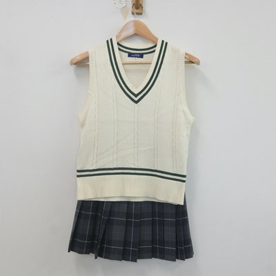 【中古】神奈川県 藤沢市立第一中学校 女子制服 2点（ニットベスト・スカート）sf023386