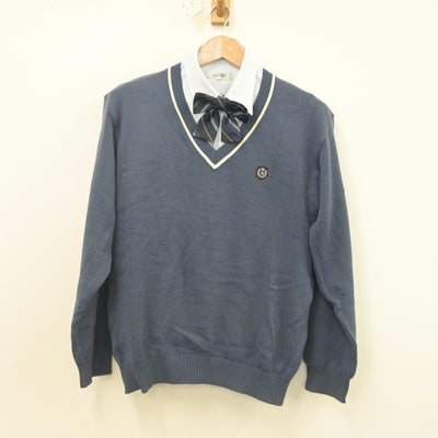 【中古】北海道 英藍高等学校 女子制服 4点（ニット・シャツ）sf023392