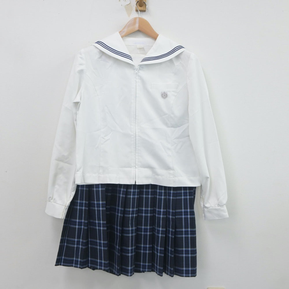 【中古】北海道 英藍高等学校 女子制服 4点（ニットベスト・セーラー服・スカート）sf023393