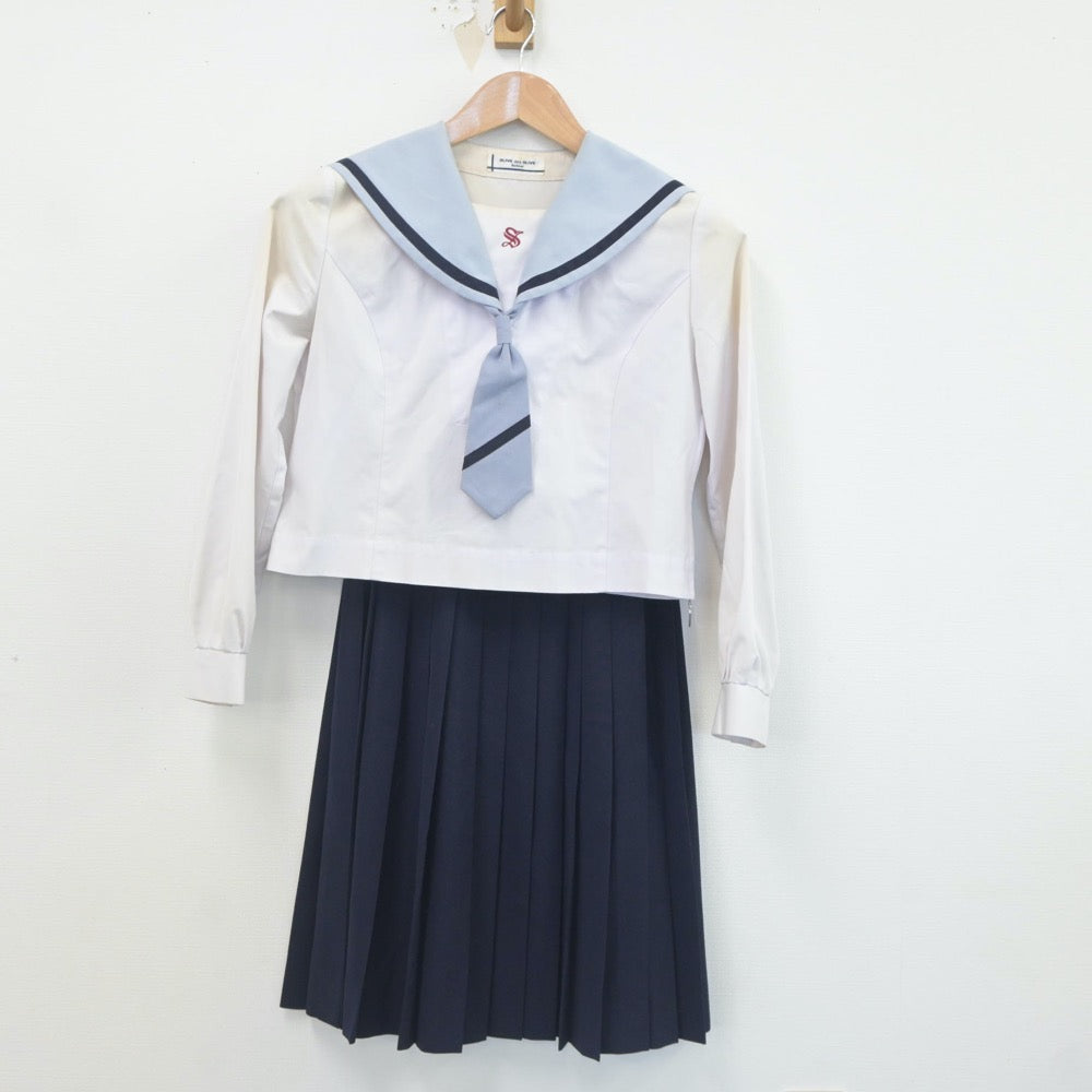 【中古】高知県 清和女子中学校 女子制服 6点（セーラー服・セーラー服・スカート）sf023395