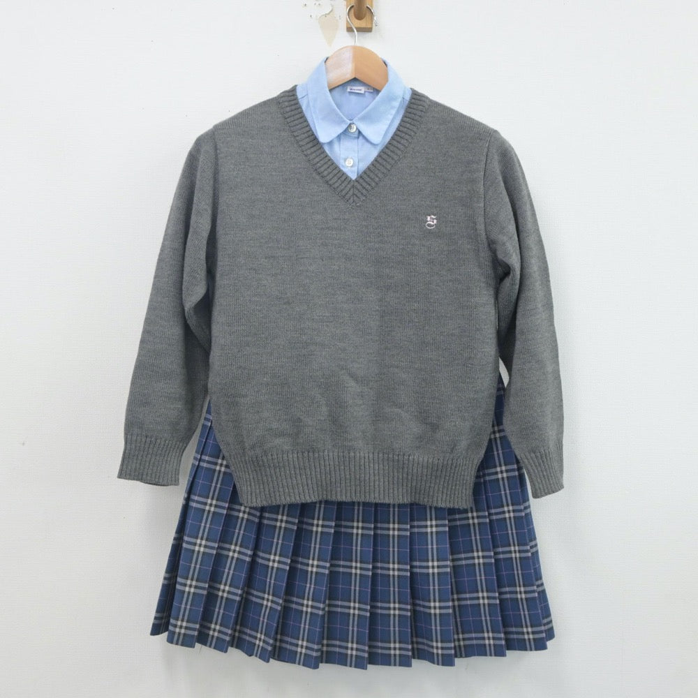 【中古】東京都 下北沢成徳高等学校 女子制服 3点（ニット・シャツ・スカート）sf023408