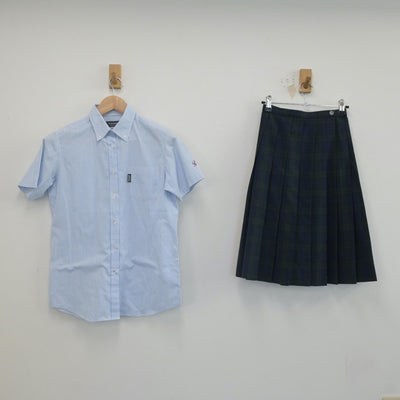 【中古】福岡県 柳川高等学校 女子制服 2点（シャツ・スカート）sf023411