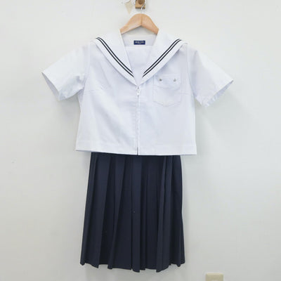 【中古】福岡県 柳城中学校 女子制服 3点（セーラー服・セーラー服・スカート）sf023412