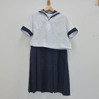 【中古】神奈川県 鎌倉女学院中学校・高等学校 女子制服 3点（セーラー服・スカート）sf023433