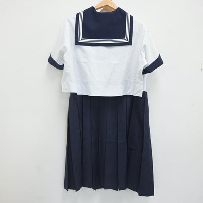 【中古】神奈川県 鎌倉女学院中学校・高等学校 女子制服 3点（セーラー服・スカート）sf023433