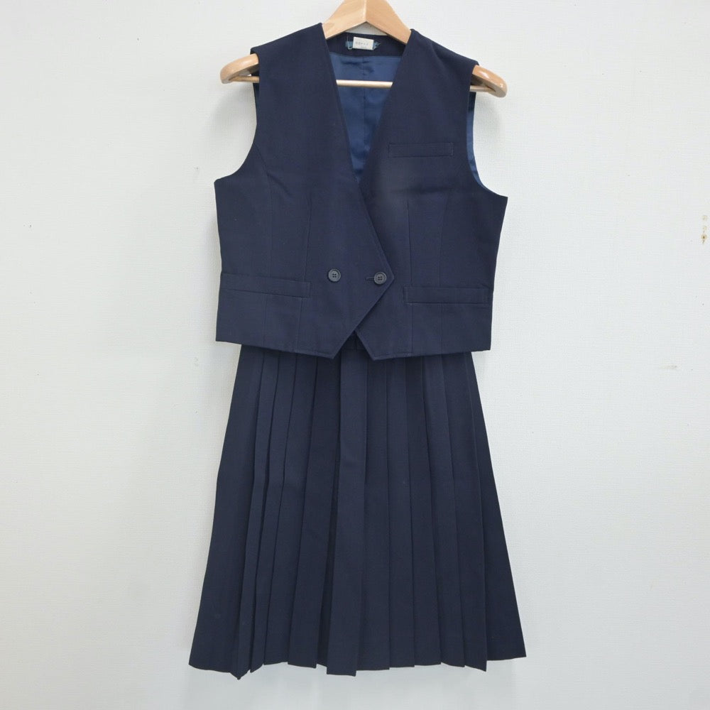 【中古】愛知県 岡崎北高等学校 女子制服 2点（ベスト・スカート）sf023441