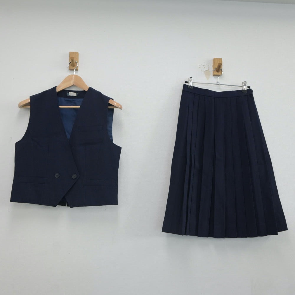 【中古】愛知県 岡崎北高等学校 女子制服 2点（ベスト・スカート）sf023441