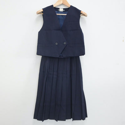 【中古】愛知県 岡崎北高等学校 女子制服 2点（ベスト・スカート）sf023442