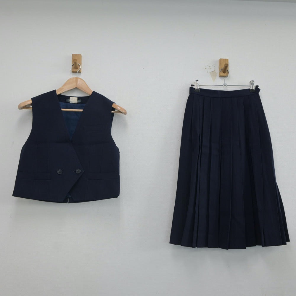 【中古】愛知県 岡崎北高等学校 女子制服 2点（ベスト・スカート）sf023442