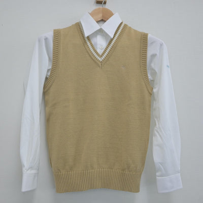 【中古】北海道 札幌大谷中学校 女子制服 3点（シャツ・ニットベスト）sf023452