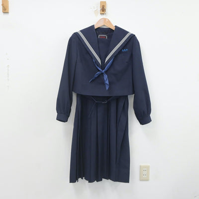 【中古】福岡県 志免中学校 女子制服 3点（セーラー服・ジャンパースカート）sf023478