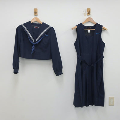 【中古】福岡県 志免中学校 女子制服 3点（セーラー服・ジャンパースカート）sf023478