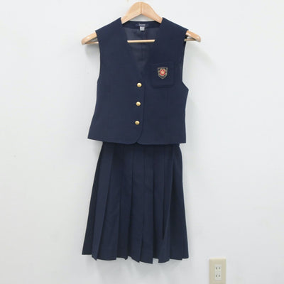 【中古】岡山県 就実高等学校 女子制服 4点（ブレザー・ベスト・スカート）sf023480