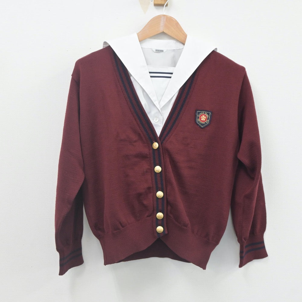 【中古】岡山県 就実高等学校 女子制服 3点（シャツ・ニット）sf023481