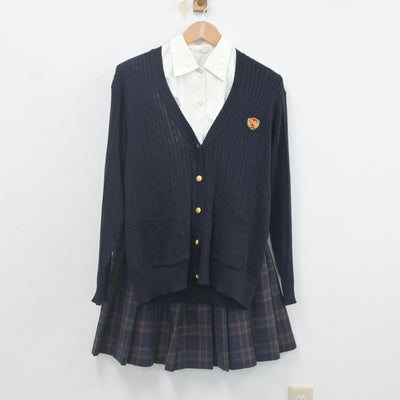 【中古】愛知県 安城学園高等学校 女子制服 3点（シャツ・ニット・スカート）sf023486