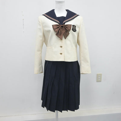 【中古】岡山県 岡山南高等学校 女子制服 5点（ブレザー・セーラー服・シャツ・スカート）sf023497