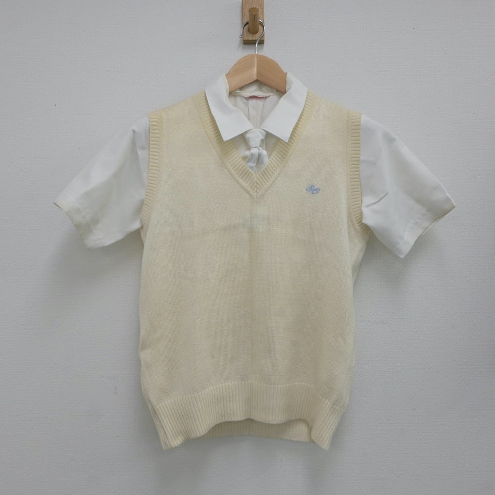 【中古】愛知県 聖カピタニオ女子高等学校 女子制服 4点（シャツ・ニットベスト・スカート）sf023505