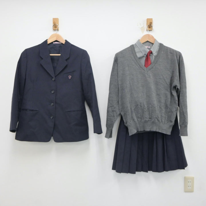 【中古】愛知県 藤ノ花女子高等学校 女子制服 6点（ブレザー・シャツ・ニット・スカート）sf023513