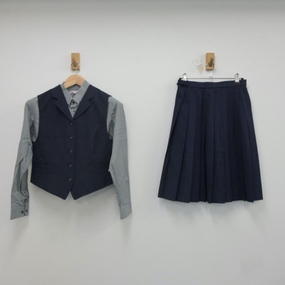 【中古】愛知県 藤ノ花女子高等学校 女子制服 4点（シャツ・ベスト・スカート）sf023514